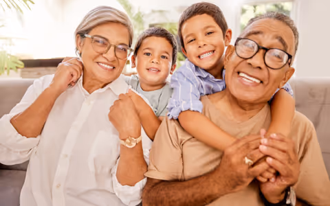 Grandparents hanging out with grandchildren